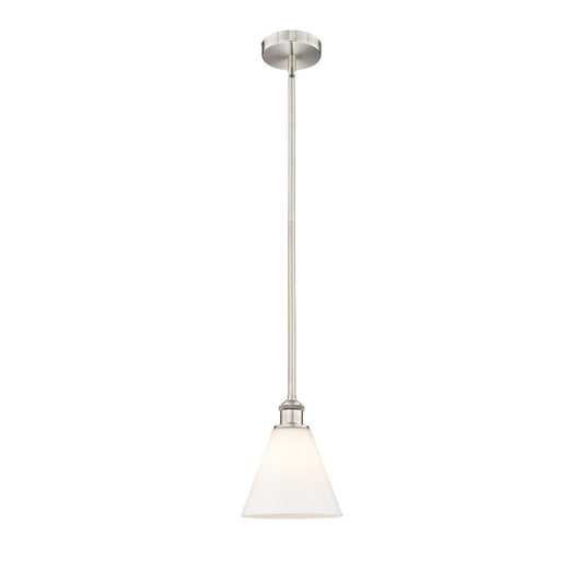 Innovations Berkshire 8in 1-Light Mini Pendant | Industrial Brushed Satin Nickel and Matte White Glass | Kitchen Island & Dining | Model 616-1S-SN-GBC-81