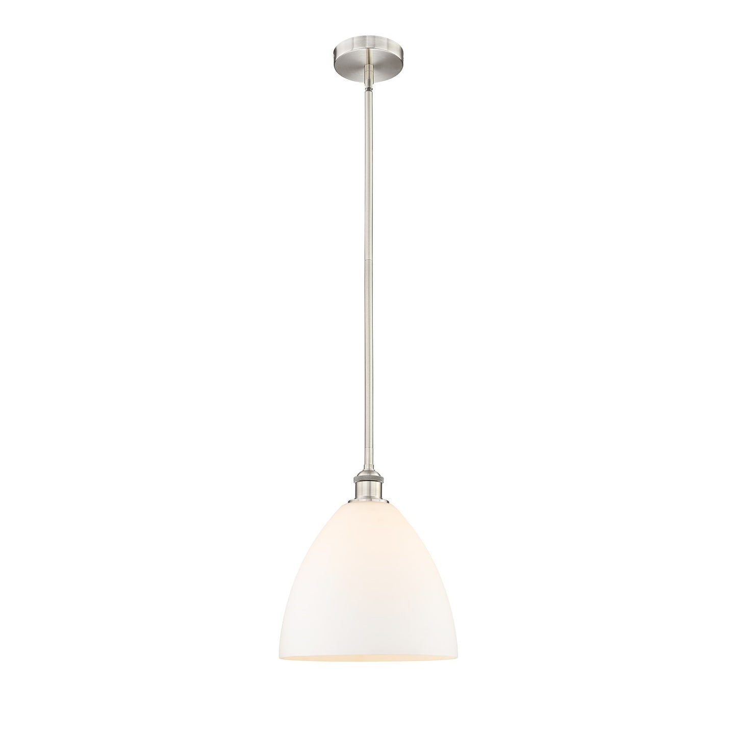 Innovations Bristol 12in 1-Light Mini Pendant | Industrial Brushed Satin Nickel and Matte White Glass | Kitchen Island & Dining | Model 616-1S-SN-GBD-121