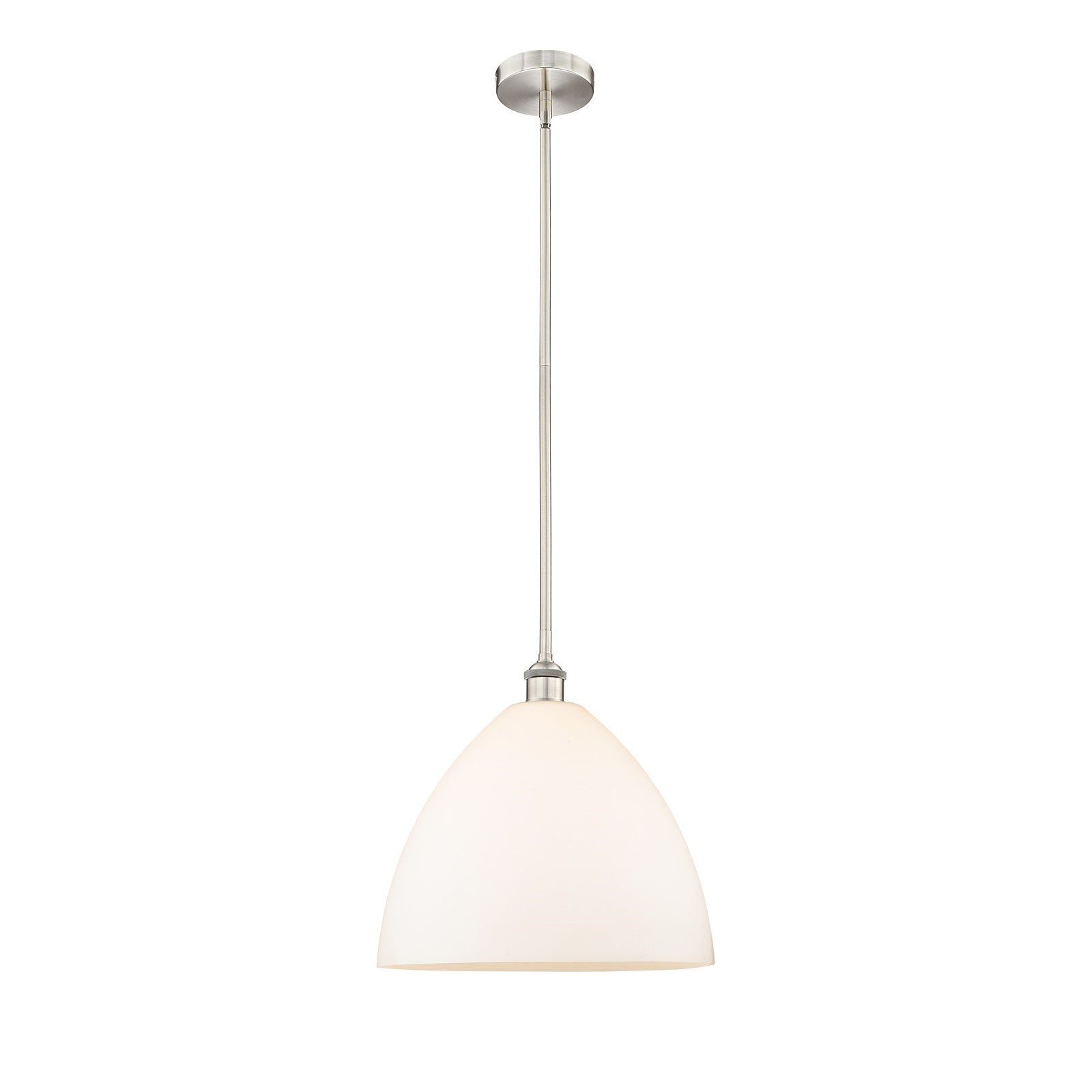 Innovations Bristol 16in 1-Light Pendant | Industrial Brushed Satin Nickel Steel and Matte White Glass | Kitchen Island & | Model 616-1S-SN-GBD-161-LED