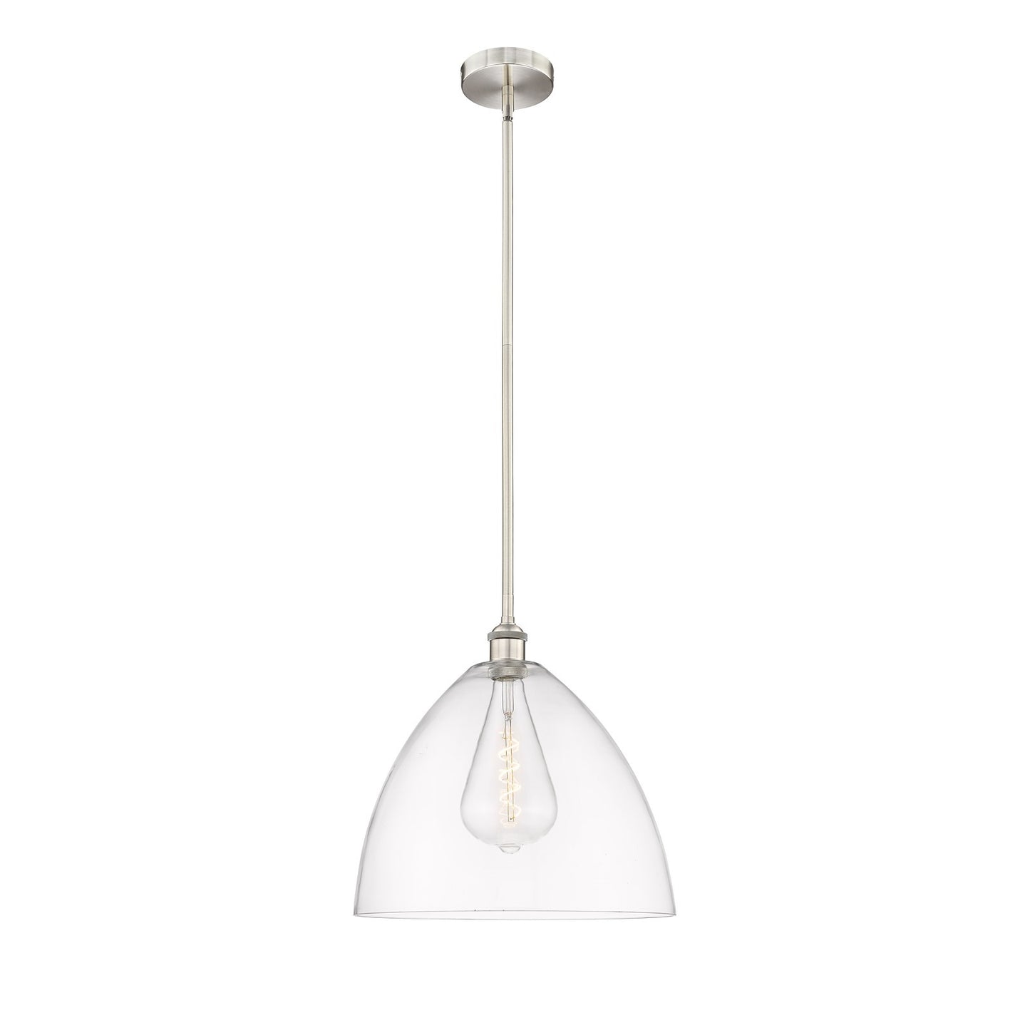 Innovations Bristol 16in 1-Light Pendant | Industrial Brushed Satin Nickel Steel and Clear Glass | Kitchen Island & Dining Room | Model 616-1S-SN-GBD-162