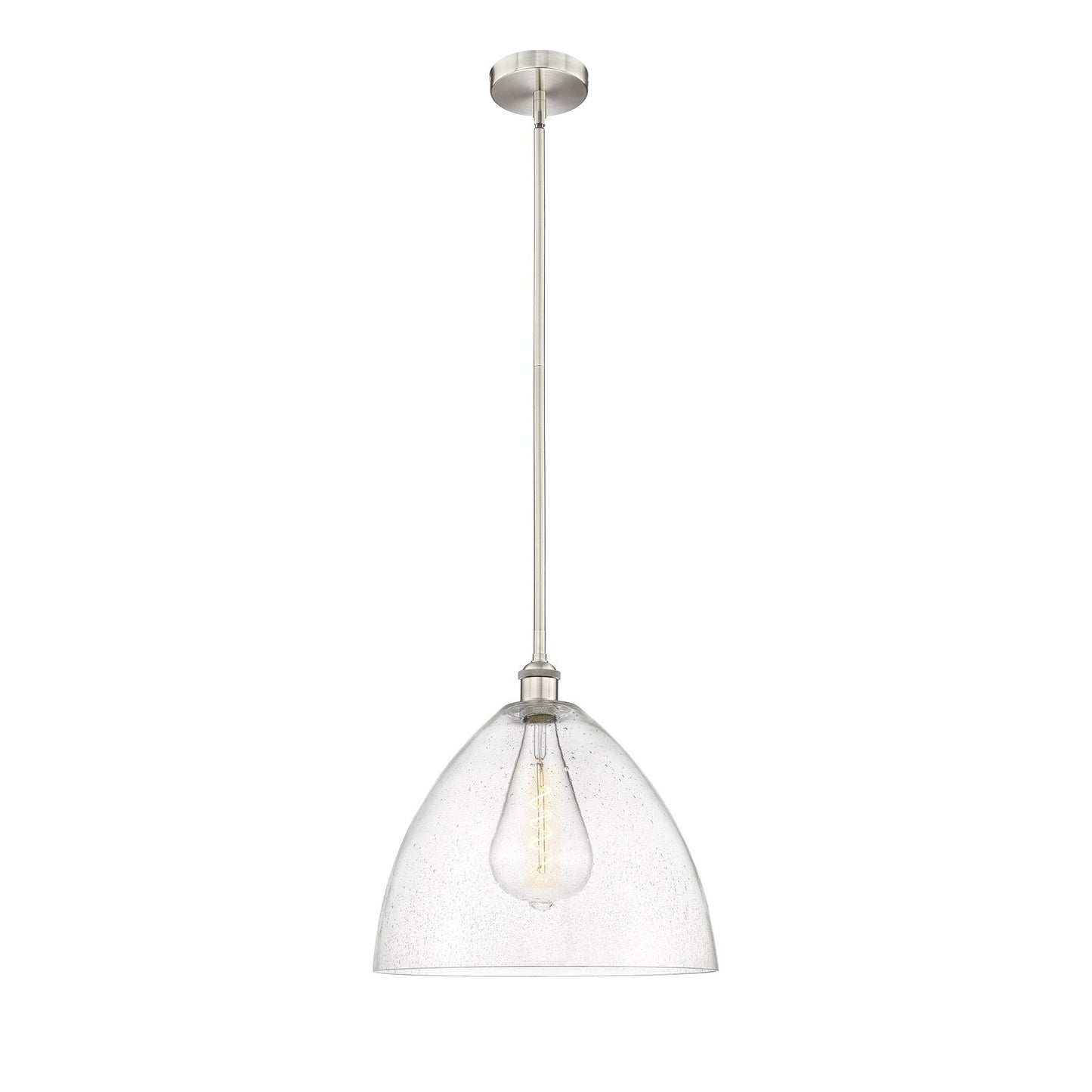 Innovations Bristol 16in 1-Light Pendant | Industrial Brushed Satin Nickel Steel and Seedy Glass Dome | Kitchen Island & Dining | Model 616-1S-SN-GBD-164