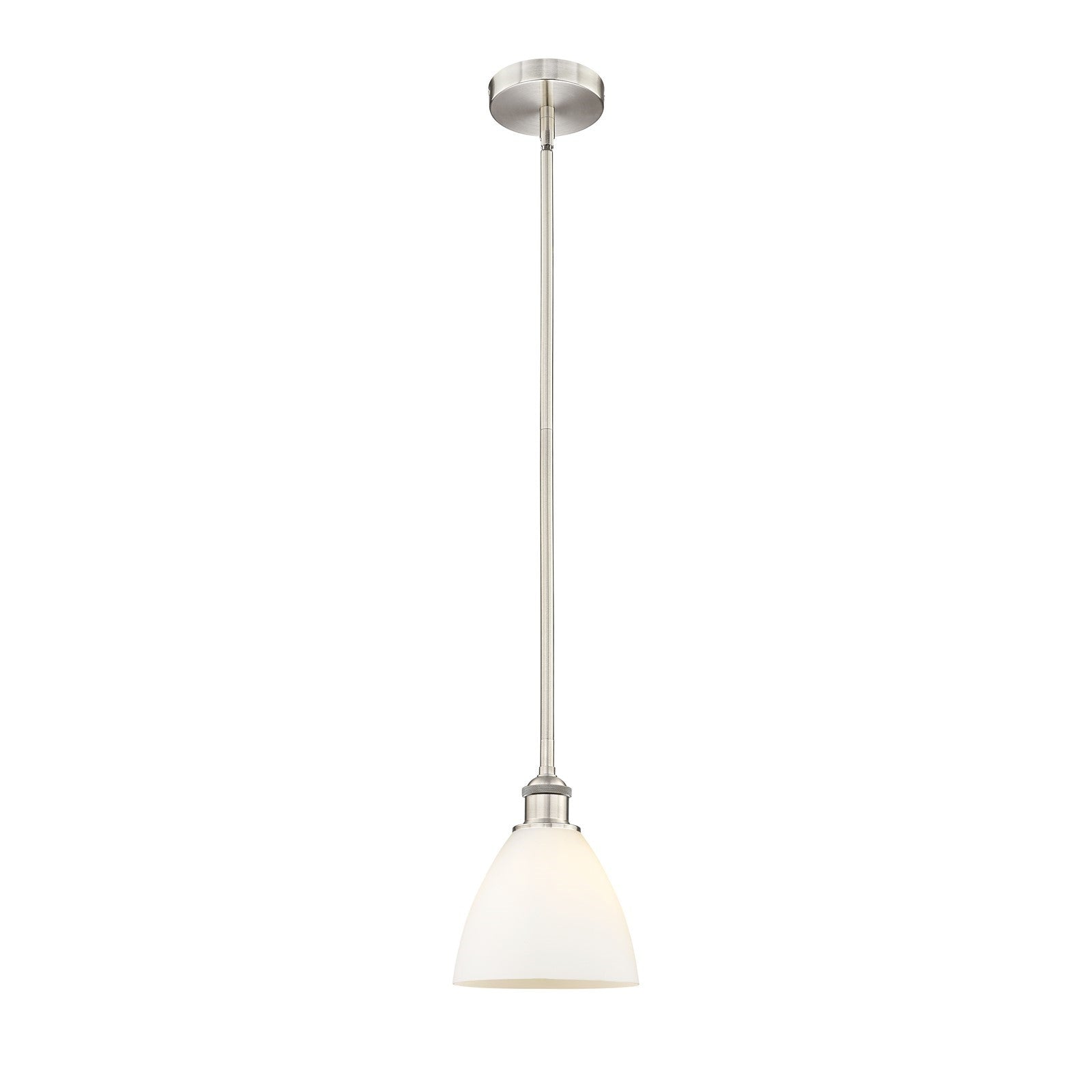 Innovations Bristol 8in 1-Light Mini Pendant | Industrial Brushed Satin Nickel Steel and Matte White Glass | Kitchen Island | Model 616-1S-SN-GBD-751-LED