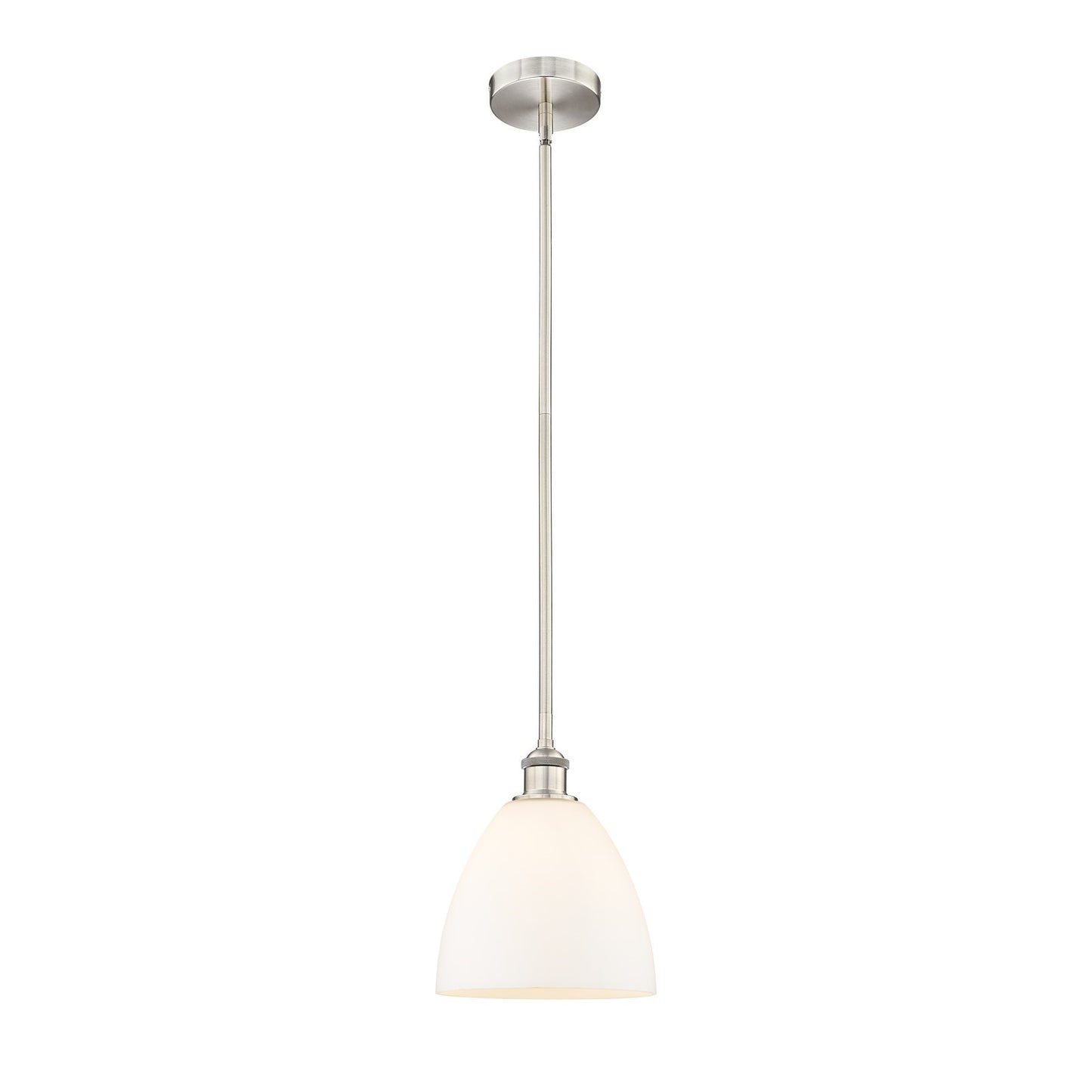 Innovations Bristol 9in 1-Light Mini Pendant | Industrial Brushed Satin Nickel and Matte White Glass | Kitchen Island & Dining | Model 616-1S-SN-GBD-91
