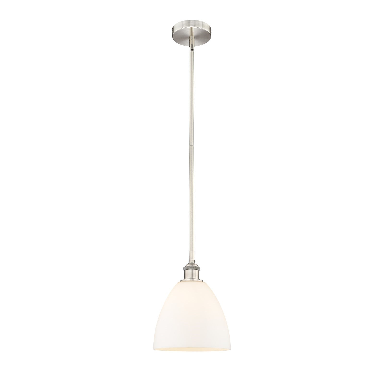 Innovations Bristol 9in 1-Light Mini Pendant | Industrial Brushed Satin Nickel and Matte White Glass | Kitchen Island & Dining | Model 616-1S-SN-GBD-91
