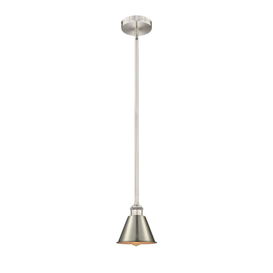 Innovations Lighting Smithfield 7in 1-Light Mini Pendant | Industrial Farmhouse Brushed Satin Nickel Metal Cone Shade | Kitchen | Model 616-1S-SN-M8