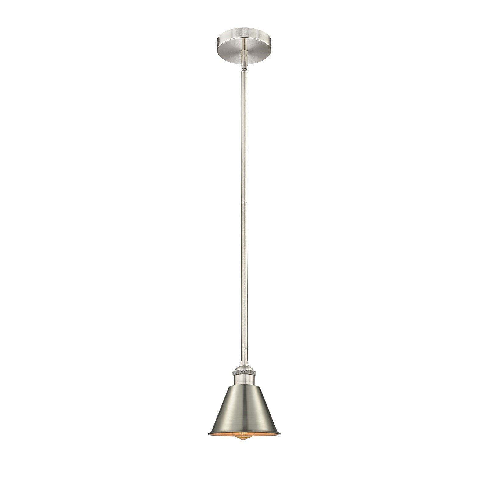 Innovations Smithfield 7in 1-Light Mini Pendant | Industrial Farmhouse Brushed Satin Nickel Steel and Metal Shade | Kitchen | Model 616-1S-SN-M8-LED