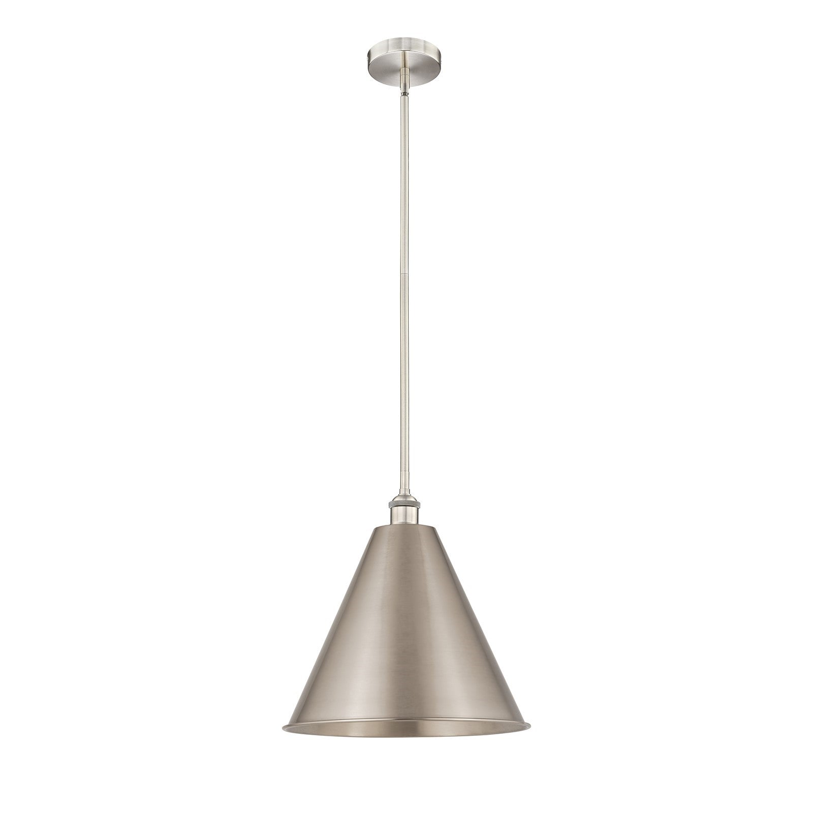 Innovations Berkshire 16in 1-Light Mini Pendant | Industrial Farmhouse Brushed Satin Nickel Steel and Cast Brass Metal Shade | Model 616-1S-SN-MBC-16-SN
