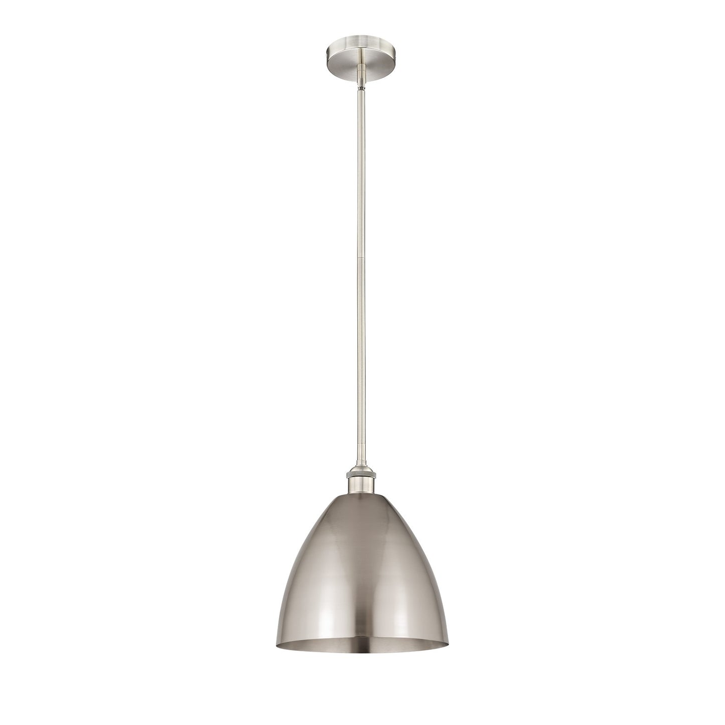 Innovations Bristol 12in 1-Light Mini Pendant | Industrial Farmhouse Brushed Satin Nickel Steel and Metal Shade | Kitchen | Model 616-1S-SN-MBD-12-SN