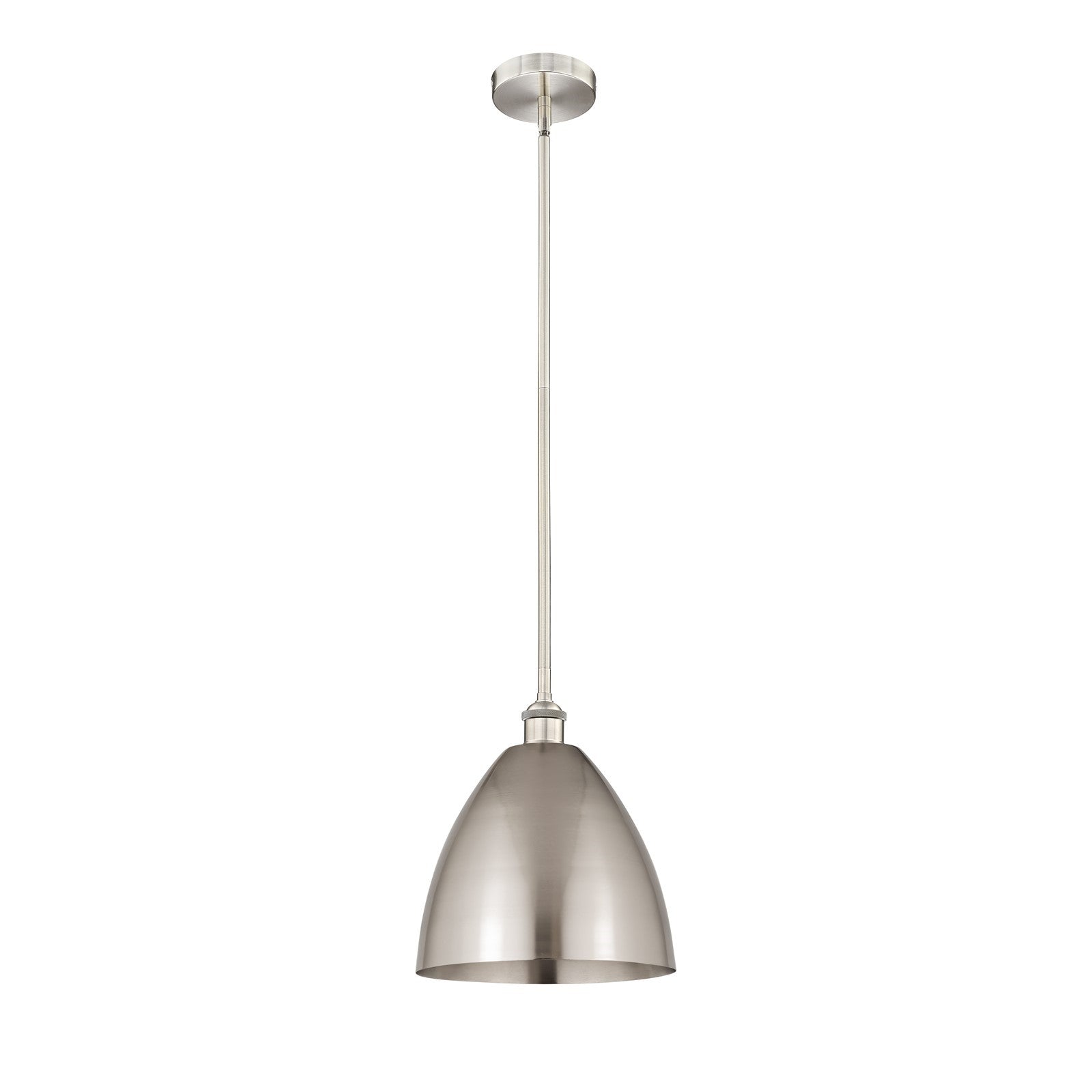 Innovations Bristol 12in 1-Light Mini Pendant | Industrial Brushed Satin Nickel Steel and Brushed Satin Nickel Metal | Model 616-1S-SN-MBD-12-SN-LED