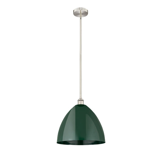 Innovations Plymouth 16in 1-Light Mini Pendant | Industrial Brushed Satin Nickel and Matte Green Metal | Kitchen Island & | Model 616-1S-SN-MBD-16-GR-LED