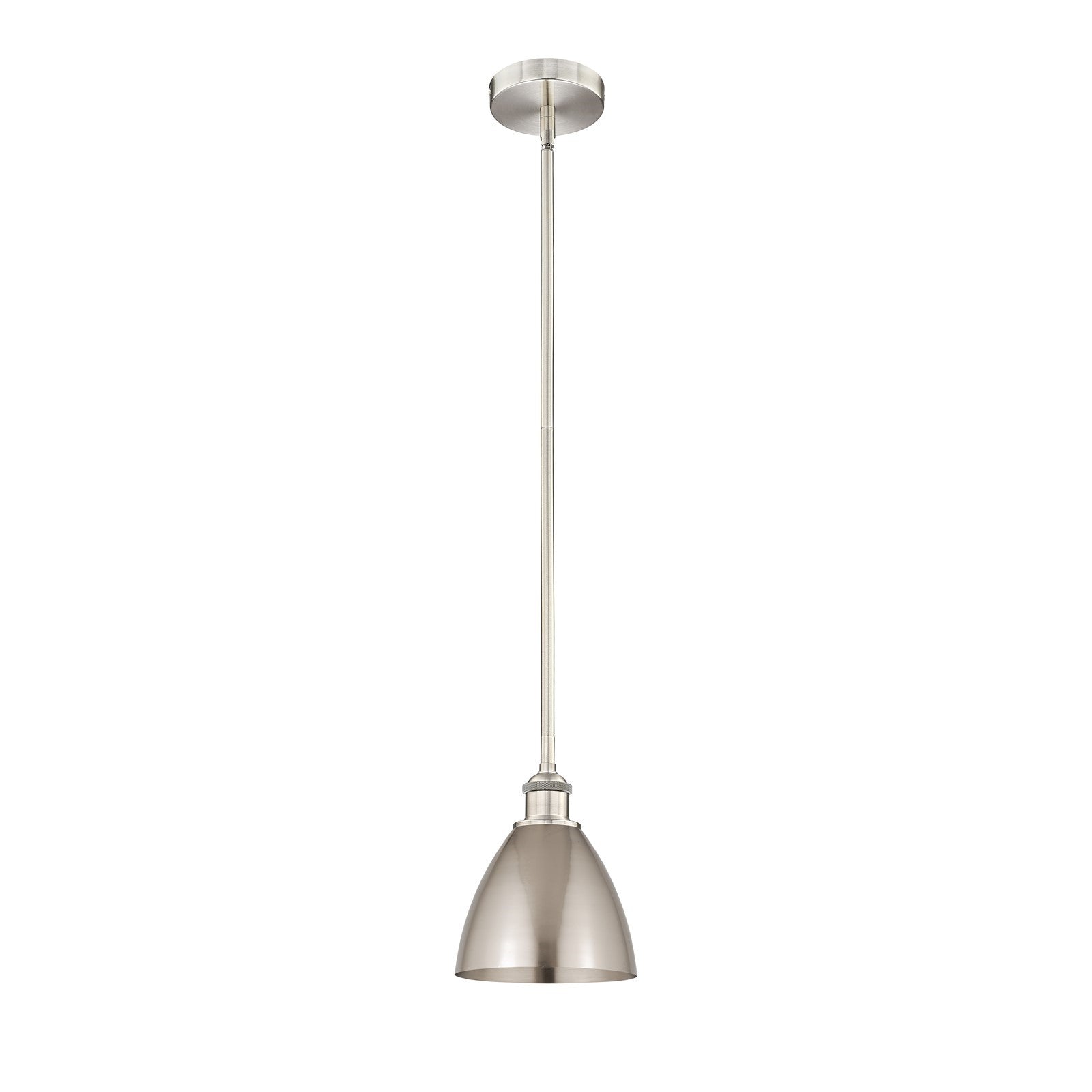 Innovations Bristol 8in 1-Light Mini Pendant | Industrial Farmhouse Brushed Satin Nickel Steel and Metal Shade | Kitchen | Model 616-1S-SN-MBD-75-SN