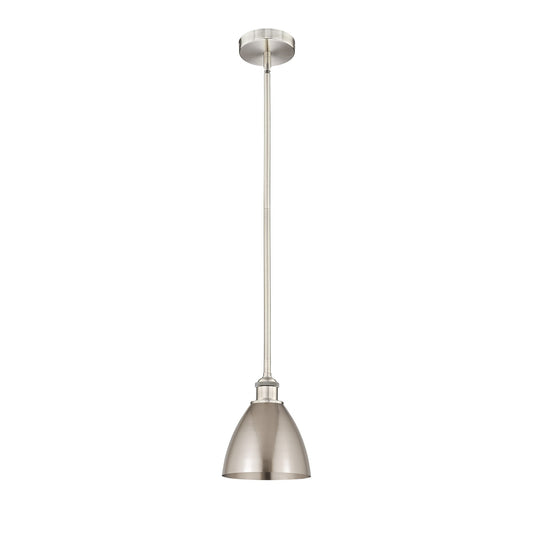 Innovations Bristol 8in 1-Light Mini Pendant | Industrial Farmhouse Brushed Satin Nickel Steel and Metal Shade | Kitchen | Model 616-1S-SN-MBD-75-SN