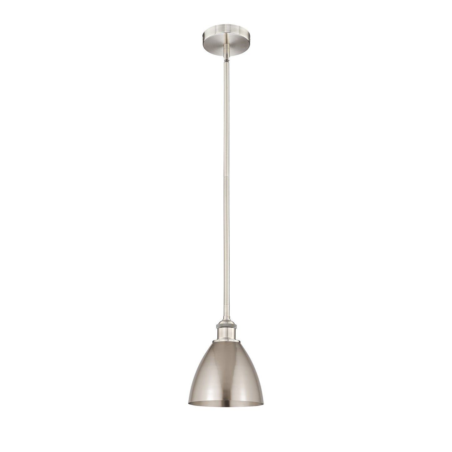 Innovations Bristol 8in 1-Light Mini Pendant | Industrial Brushed Satin Nickel Steel and Metal Shade | Kitchen Island & | Model 616-1S-SN-MBD-75-SN-LED