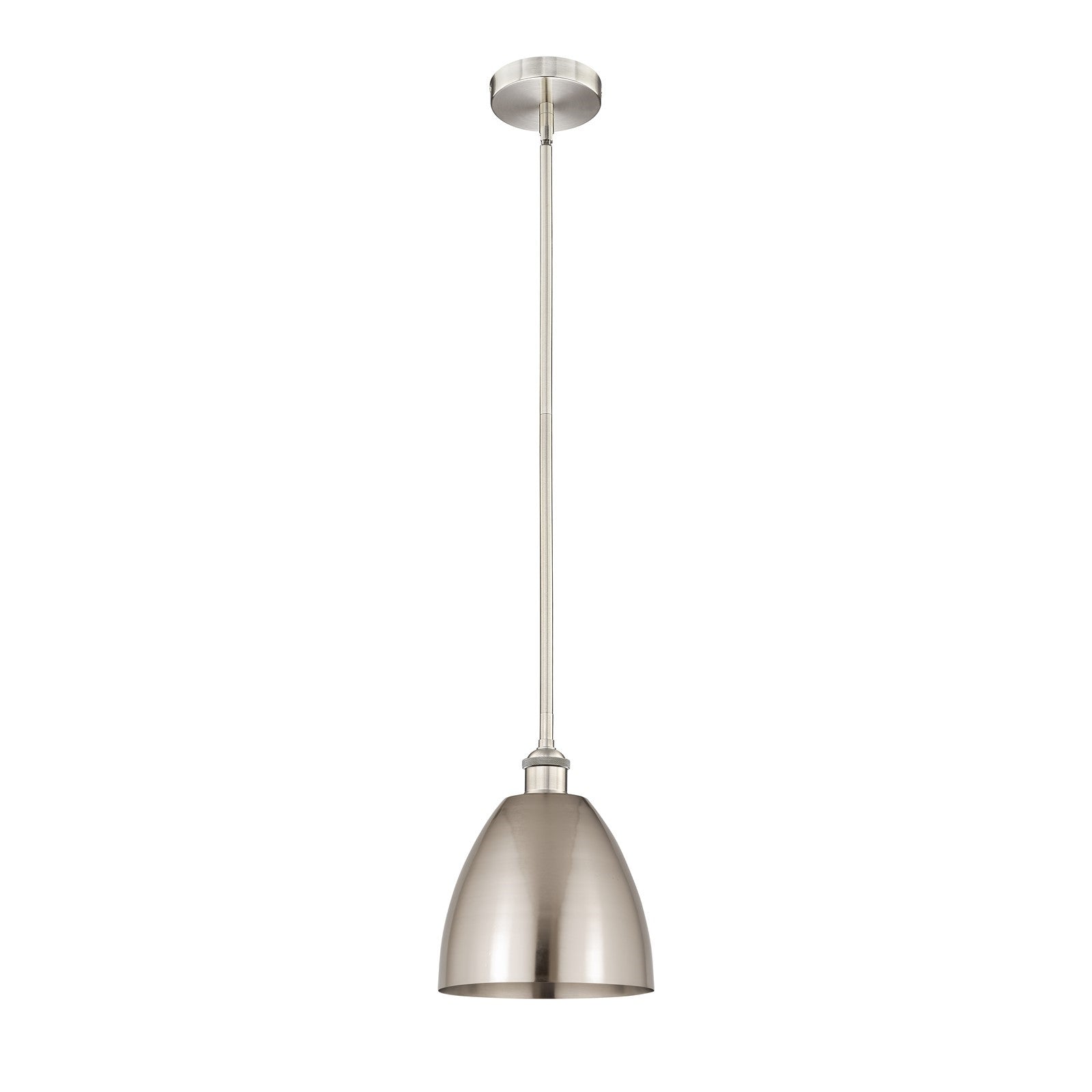 Innovations Bristol 9in 1-Light Mini Pendant | Industrial Farmhouse Brushed Satin Nickel Steel and Metal Shade | Kitchen Island | Model 616-1S-SN-MBD-9-SN