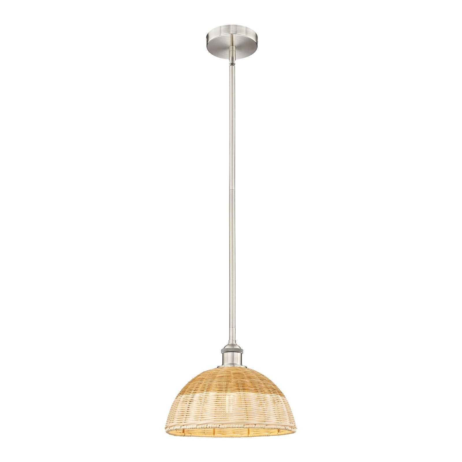 Innovations Lighting Bristol Natural II 12in 1-Light Mini Pendant | Industrial Brushed Satin Nickel and Matte Black Natural | Model 616-1S-SN-NBD2-12-NAT