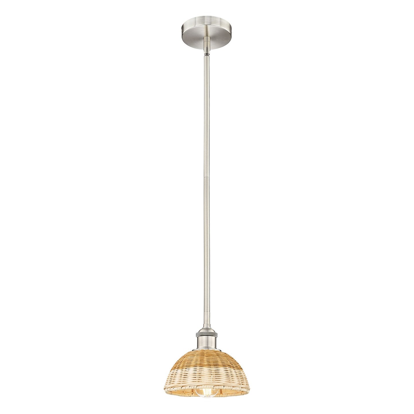 Innovations Lighting Bristol Natural II 8in 1-Light Mini Pendant | Industrial Brushed Satin Nickel and Matte Black Natural | Model 616-1S-SN-NBD2-75-NAT