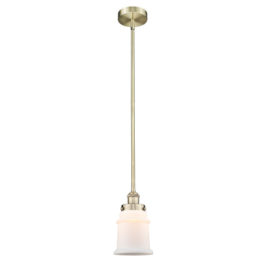 Innovations Canton 6in 1-Light Mini Pendant | Industrial Farmhouse Antique Brass and Matte White Frosted Glass | Kitchen Island & | Model 616-1SH-AB-G181