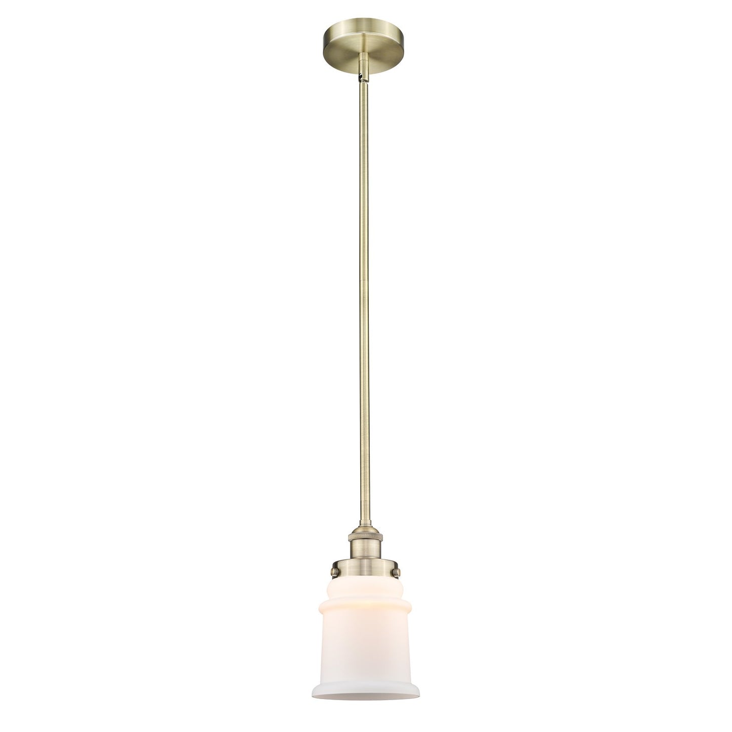Innovations Canton 6in 1-Light Mini Pendant | Industrial Antique Brass Steel and Matte White Frosted Glass | Kitchen Island & | Model 616-1SH-AB-G181-LED