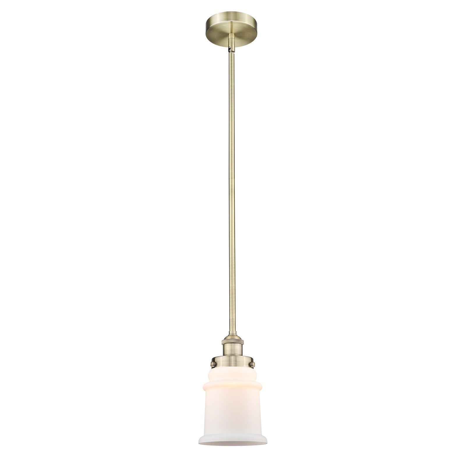 Innovations Canton 6in 1-Light Mini Pendant | Industrial Antique Brass Steel and Matte White Frosted Glass | Kitchen Island & | Model 616-1SH-AB-G181-LED