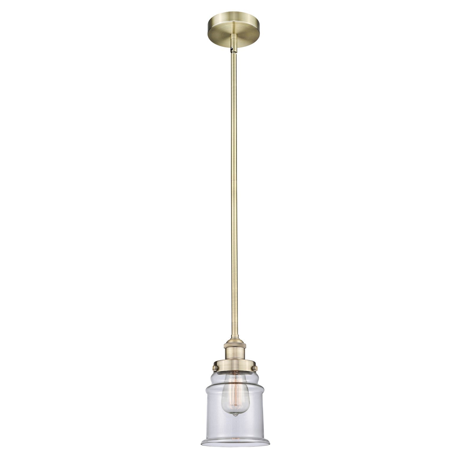 Innovations Canton 6in 1-Light Mini Pendant | Industrial Antique Brass and Clear Glass | Kitchen Island & Dining Room Accent | 6 x | Model 616-1SH-AB-G182