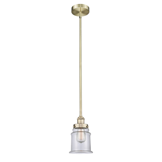Innovations Canton 6in 1-Light Mini Pendant | Industrial Antique Brass and Clear Glass | Kitchen Island & Dining Room Accent | 6 x | Model 616-1SH-AB-G182
