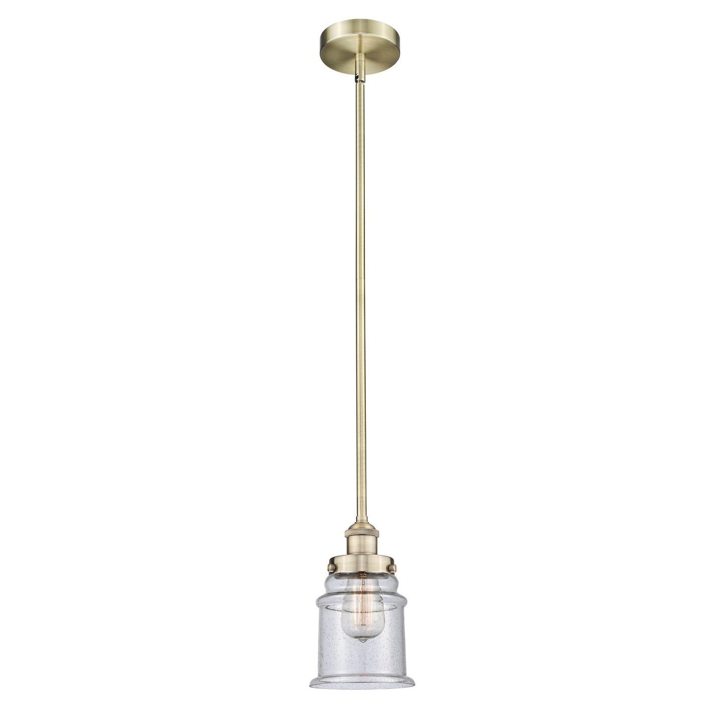 Innovations Canton 6in 1-Light Mini Pendant | Industrial Antique Brass Steel and Seedy Glass | Kitchen Island & Dining Room | 6 x | Model 616-1SH-AB-G184