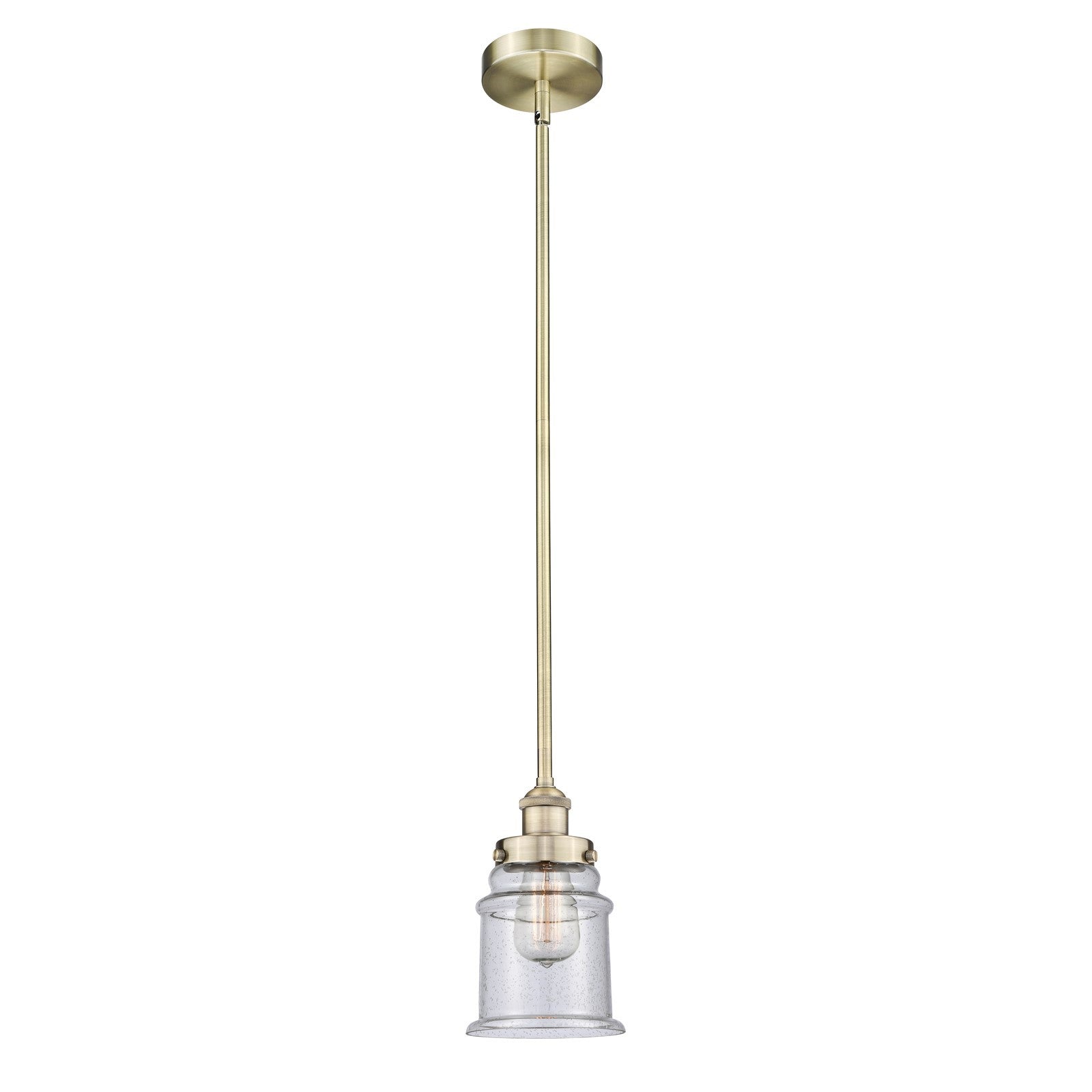 Innovations Canton 6in 1-Light Mini Pendant | Industrial Antique Brass Steel and Seedy Glass | Kitchen Island & Dining Room | 6 x | Model 616-1SH-AB-G184