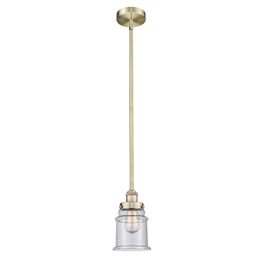 Innovations Canton 6in 1-Light Mini Pendant | Industrial Antique Brass Steel and Seedy Glass | Kitchen Island & Dining Room | 6 x | Model 616-1SH-AB-G184