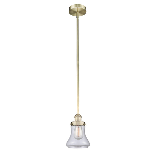 Innovations Bellmont 6in 1-Light Mini Pendant | Industrial Antique Brass and Clear Glass | Kitchen Island & Dining Room | 6.12 x | Model 616-1SH-AB-G192