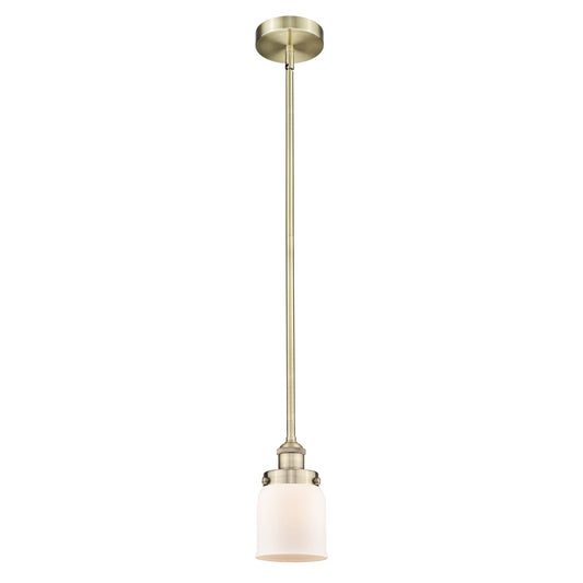 Innovations Bell 5in 1-Light Mini Pendant | Industrial Antique Brass and Matte White Frosted Glass | Kitchen Island & Dining | Model 616-1SH-AB-G51-LED