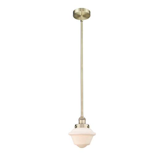 Innovations Oxford 7.25in 1-Light Mini Pendant | Traditional Antique Brass Steel and Matte White Frosted Glass | Kitchen | Model 616-1SH-AB-G531-LED