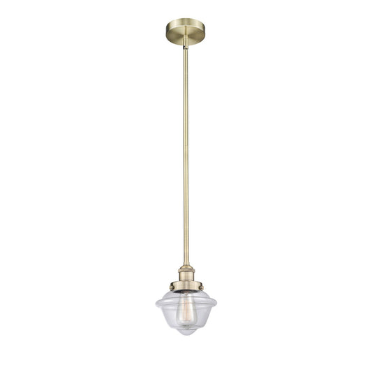 Innovations Oxford 7.25in 1-Light Mini Pendant | Traditional Antique Brass and Clear Glass | Kitchen Island & Dining Room | 7.25 x | Model 616-1SH-AB-G532