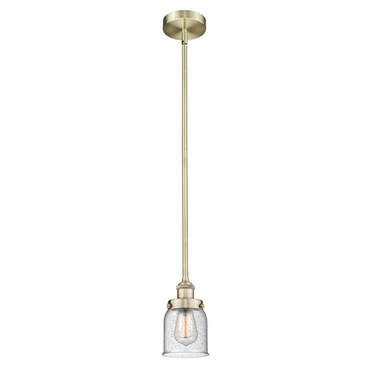 Innovations Bell 5in 1-Light Mini Pendant | Industrial Antique Brass Steel and Seedy Glass | Kitchen Island & Dining Room | 5 x 5 x | Model 616-1SH-AB-G54