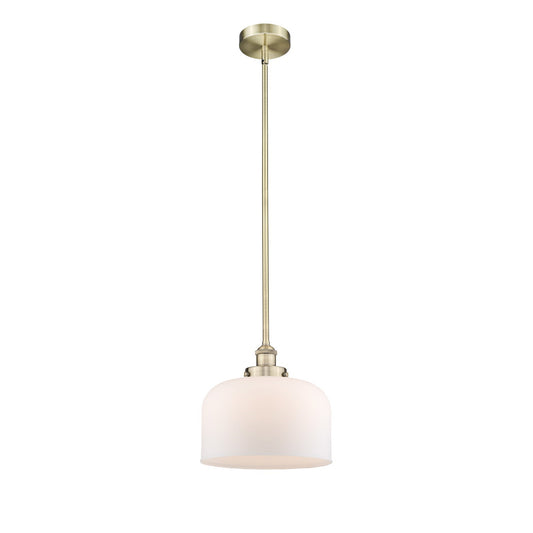 Innovations Bell 12in 1-Light Mini Pendant | Industrial Antique Brass and Matte White Frosted Glass | Kitchen Island & Dining | Model 616-1SH-AB-G71-L