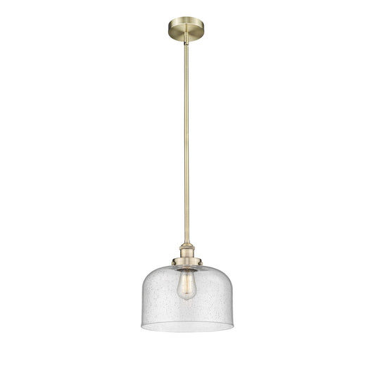 Innovations Bell 12in 1-Light Mini Pendant | Industrial Antique Brass Steel and Seedy Glass | Kitchen Island | 11.5 x 11.5 x | Model 616-1SH-AB-G74-L
