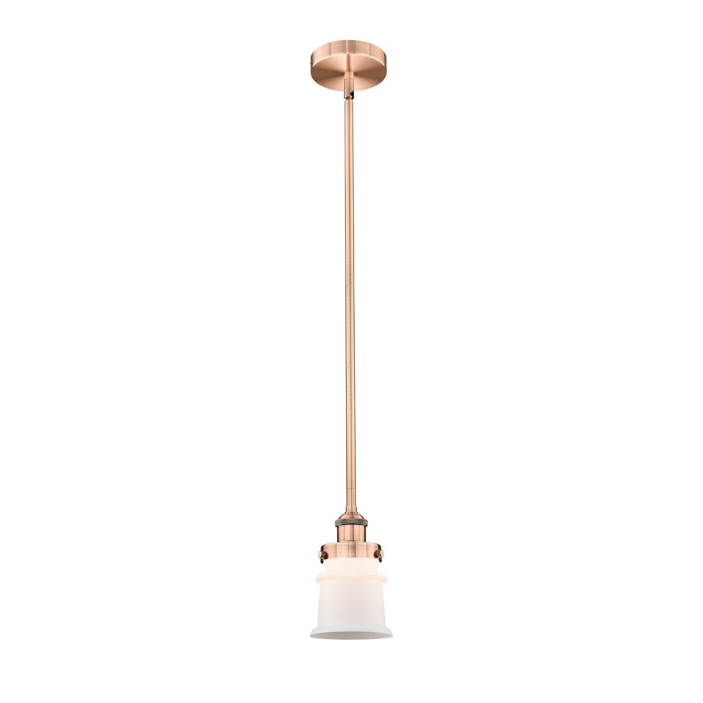 Innovations Canton 1-Light Mini Pendant | Industrial Farmhouse Antique Copper Steel and Matte White Frosted Glass | Kitchen | Model 616-1SH-AC-G181S
