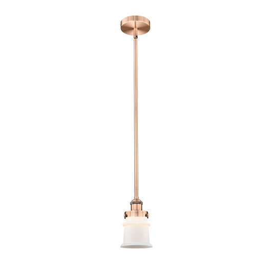 Innovations Canton 5.25in 1-Light Mini Pendant | Industrial Farmhouse Antique Copper Steel and Matte White Frosted Glass | Model 616-1SH-AC-G181S-LED