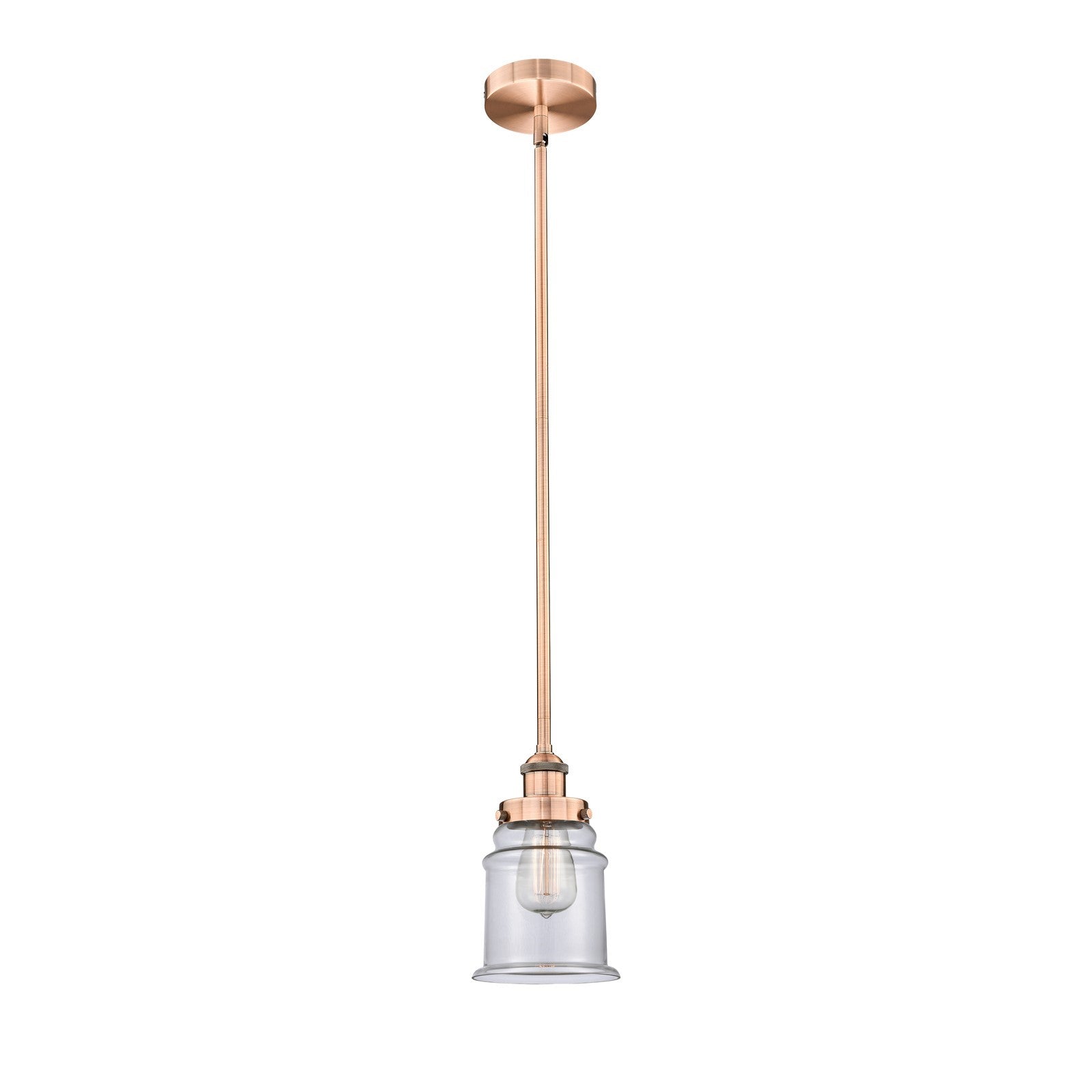 Innovations Canton 6in 1-Light Mini Pendant | Industrial Antique Copper Steel and Clear Glass | Kitchen Island & Dining Room | 6 x | Model 616-1SH-AC-G182