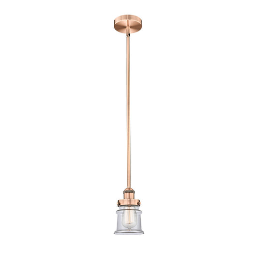 Innovations Canton 5.25in 1-Light Mini Pendant | Industrial Antique Copper Steel and Clear Glass | Kitchen Island & Dining | Model 616-1SH-AC-G182S-LED