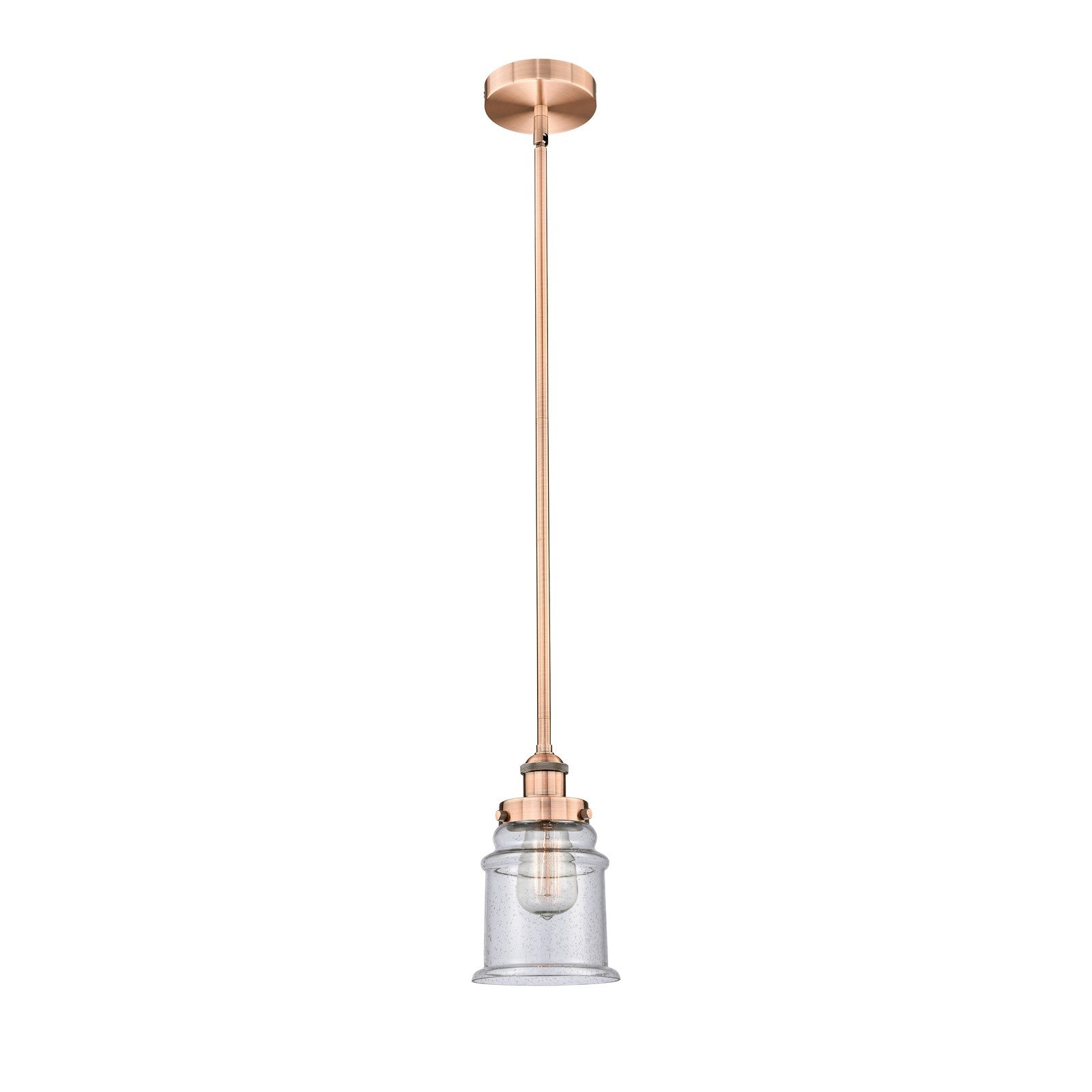 Innovations Canton 6in 1-Light Mini Pendant | Industrial Farmhouse Antique Copper Steel and Seedy Glass | Kitchen Island & Dining | Model 616-1SH-AC-G184