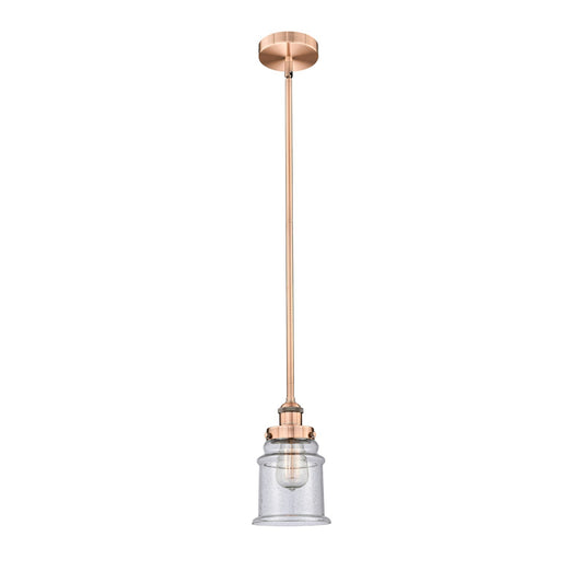 Innovations Canton 6in 1-Light Mini Pendant | Industrial Antique Copper Steel and Seedy Glass | Kitchen Island & Dining Room | Model 616-1SH-AC-G184-LED