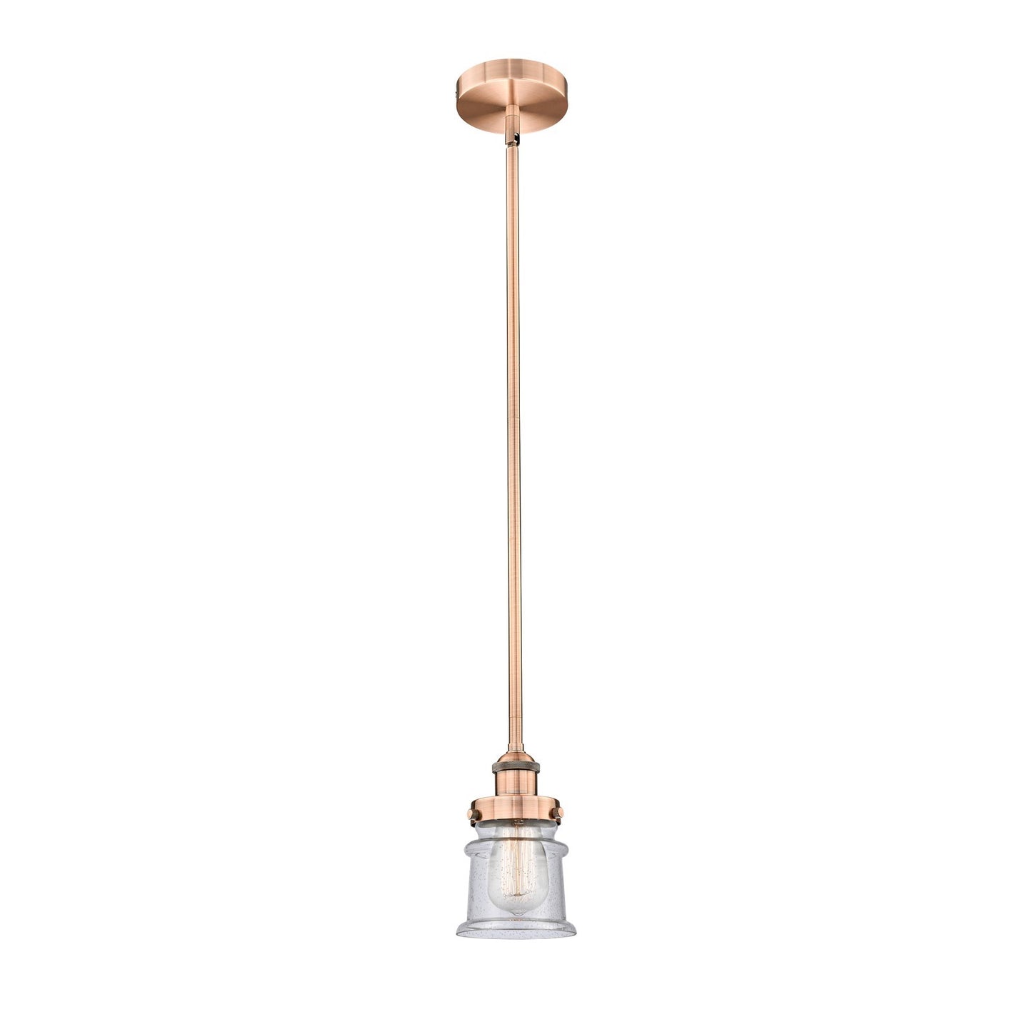 Innovations Canton 5.25in 1-Light Mini Pendant | Industrial Antique Copper Steel and Seedy Glass | Kitchen Island | 5.25 x 5.25 x | Model 616-1SH-AC-G184S