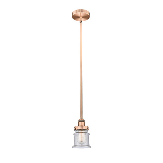 Innovations Canton 5.25in 1-Light Mini Pendant | Industrial Farmhouse Antique Copper Steel and Seedy Glass | Kitchen Island & | Model 616-1SH-AC-G184S-LED