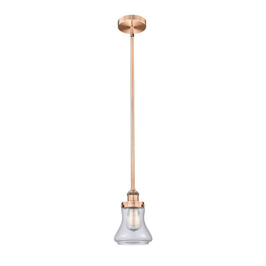 Innovations Bellmont 6in 1-Light Mini Pendant | Industrial Antique Copper Steel and Clear Glass | Kitchen Island & Breakfast | Model 616-1SH-AC-G192-LED