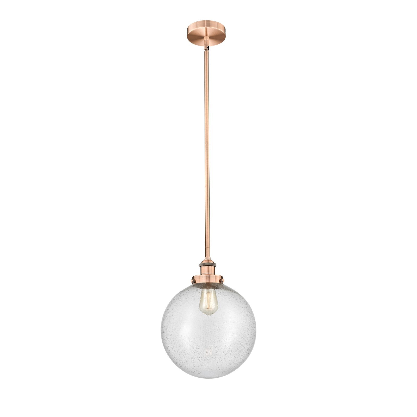 Innovations Beacon 12in 1-Light Mini Pendant | Industrial Antique Copper Steel and Seedy Glass | Kitchen Island | 12 x 12 x 15 | Model 616-1SH-AC-G204-12
