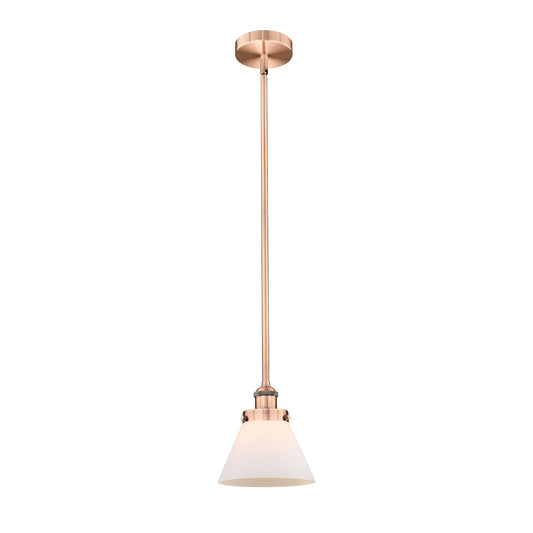 Innovations Cone 8in 1-Light Mini Pendant | Industrial Antique Copper and Matte White Frosted Glass | Kitchen Island & Dining Room | Model 616-1SH-AC-G41