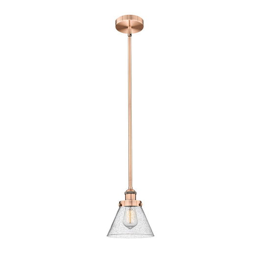Innovations Cone 1-Light Mini Pendant | Industrial Farmhouse Antique Copper Steel and Seedy Glass | Kitchen Island & Dining Room | Model 616-1SH-AC-G44