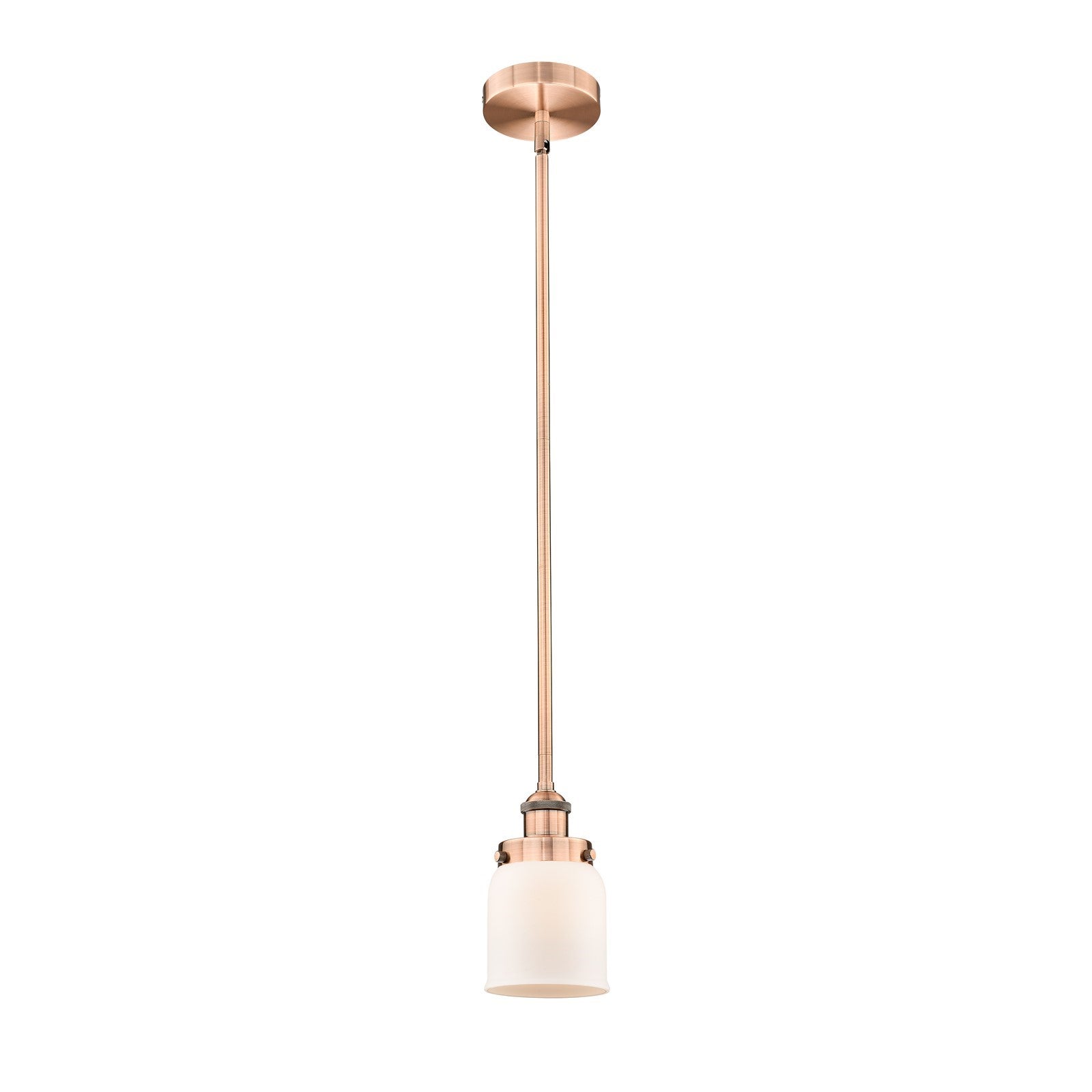 Innovations Bell 5in 1-Light Mini Pendant | Industrial Antique Copper Steel and Matte White Frosted Glass | Kitchen Island & Dining | Model 616-1SH-AC-G51