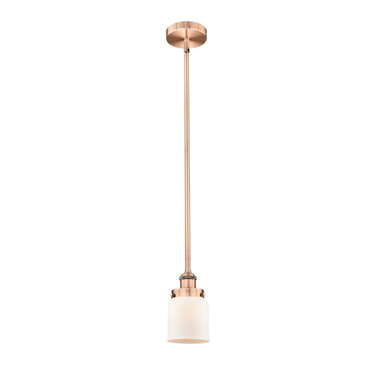 Innovations Bell 5in 1-Light Mini Pendant | Industrial Antique Copper Steel and Matte White Frosted Glass | Kitchen Island & Dining | Model 616-1SH-AC-G51