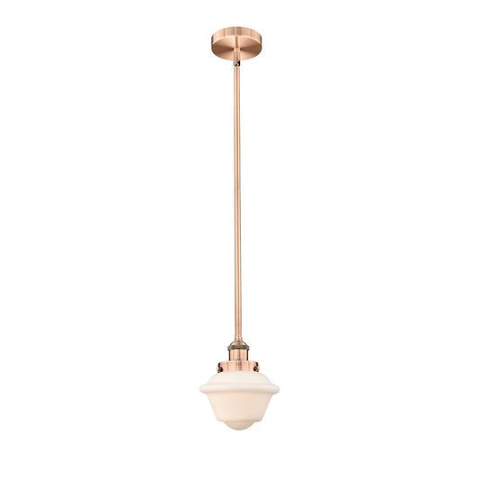 Innovations Oxford 7in 1-Light Mini Pendant | Traditional Antique Copper and Matte White Frosted Glass | Kitchen Island & Dining | Model 616-1SH-AC-G531